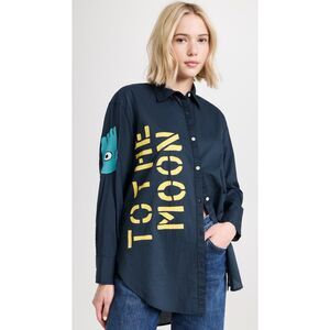 Kerri Rosenthal Maddie Shirt To the Moon Top Buttondown Embroidered S285031